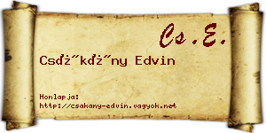 Csákány Edvin névjegykártya